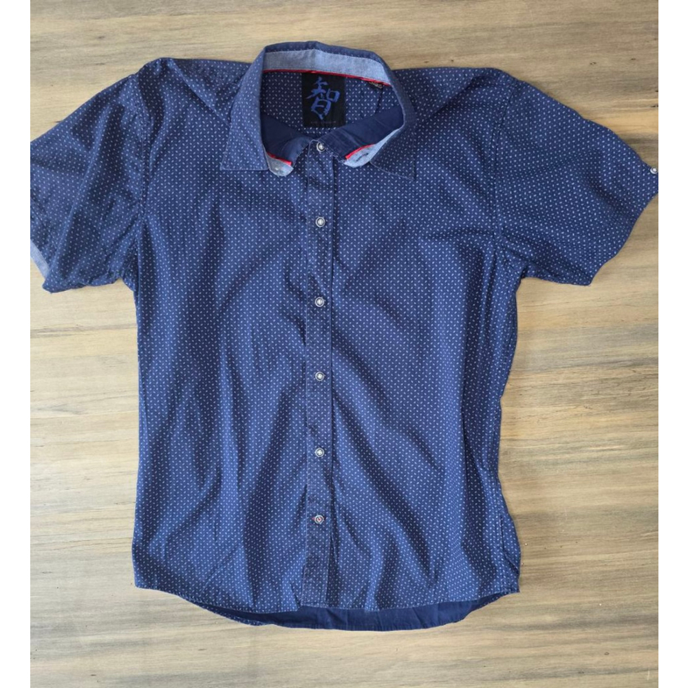 Age Of Wisdom Button Up Blue Short Sleeve Shirt